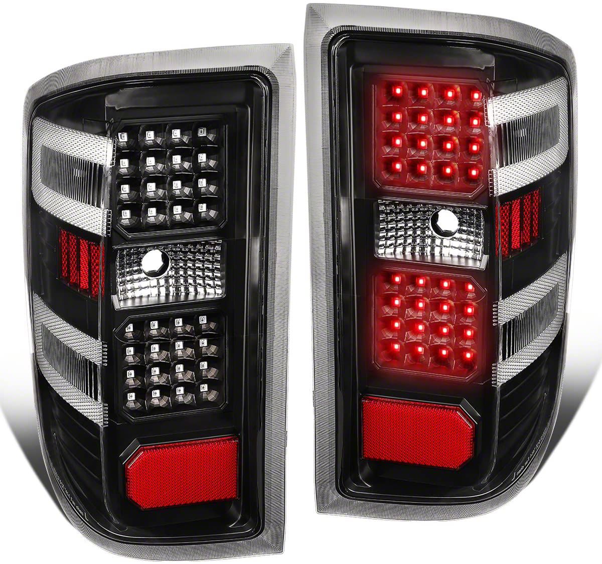 Silverado 1500 Led Tail Lights Black Housing Clear Lens 14 18 Silverado 1500 W Factory