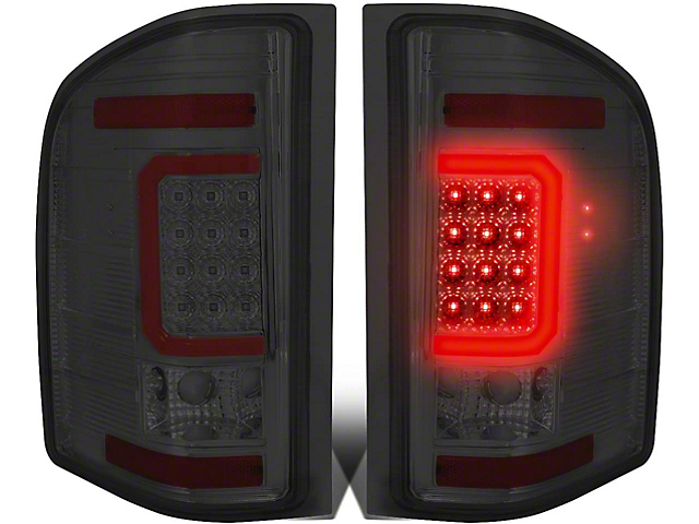 Red C-Bar LED Tail Lights; Chrome Housing; Smoked Lens (07-14 Sierra 3500 HD DRW)