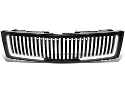 Vertical Style Upper Replacement Grille with LED DRL Light; Black (07-13 Silverado 1500)