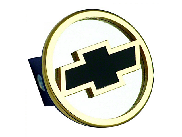 Chevrolet Hitch Cover; Gold/Black Fill (Universal; Some Adaptation May Be Required)