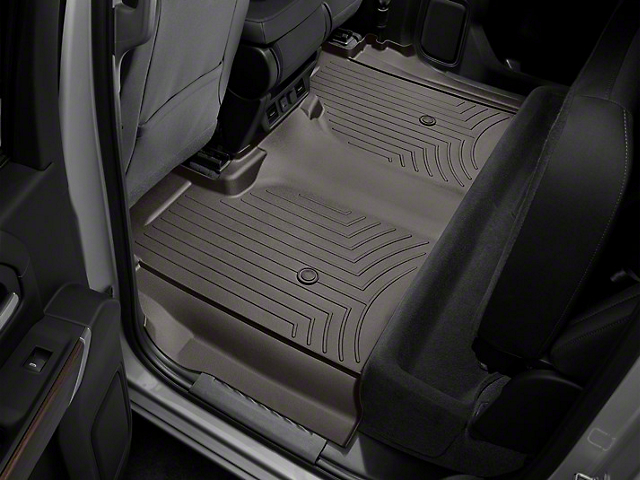Weathertech DigitalFit Rear Floor Liner; Cocoa (20-22 Sierra 2500 HD Crew Cab w/ Front Bench Seat & Rear Underseat Storage))