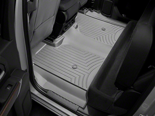 Weathertech DigitalFit Rear Floor Liner; Gray (20-22 Sierra 2500 HD Crew Cab w/ Front Bench Seat & Rear Underseat Storage))