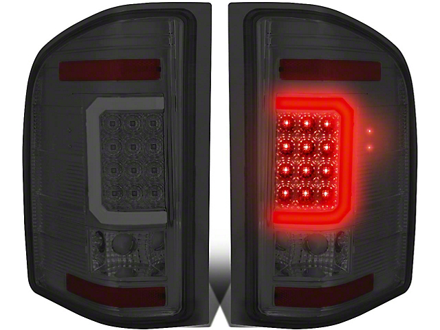 Tron Style C-Bar LED Tail Lights; Chrome Housing; Smoked Lens (07-14 Sierra 2500 HD)