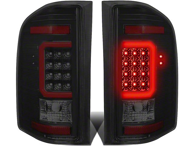 Red C-Bar LED Tail Lights; Black Housing; Smoked Lens (07-14 Sierra 2500 HD)