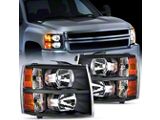 OE Style Headlights with Amber Corners; Black Housing; Clear Lens (07-14 Silverado 2500 HD)