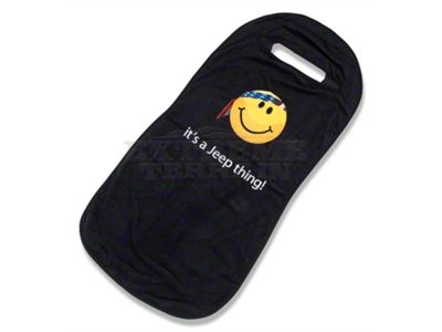 Seat Cover with Jeep Smiley Face; Black (Universal; Some Adaptation May Be Required)