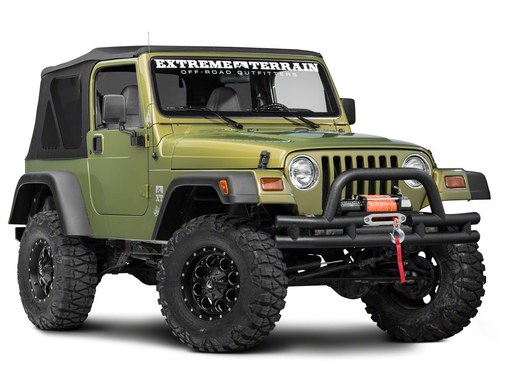 Barricade Tubular Front Bumper with Winch Cutout; Textured Black (87-06  Jeep Wrangler YJ & TJ)
