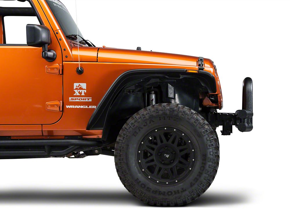 Barricade Tubular Front Bumper with Winch Cutout; Textured Black (0718 Jeep Wrangler JK