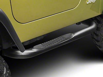 RedRock Jeep Wrangler 3-Inch Round Side Step Bars; Textured Black J100176  (87-06 Jeep Wrangler YJ & TJ, Excluding Unlimited) - Free Shipping