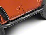 RedRock 3-Inch Round Curved Side Step Bars; Textured Black (07-18 Jeep Wrangler JK 4-Door)