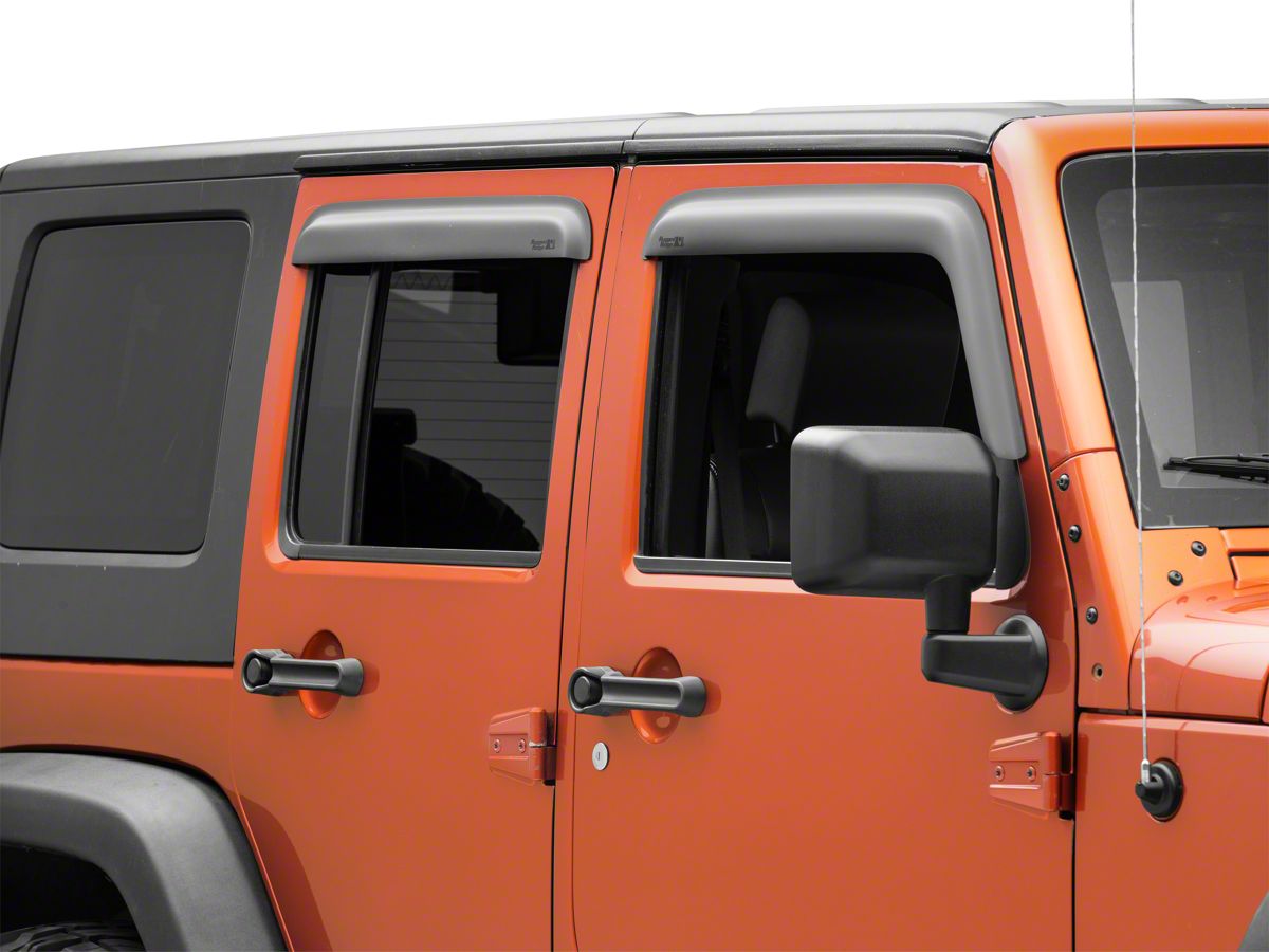 Rugged Ridge Jeep Wrangler Window Visors; Matte Black  (07-18 Jeep  Wrangler JK 4-Door) - Free Shipping