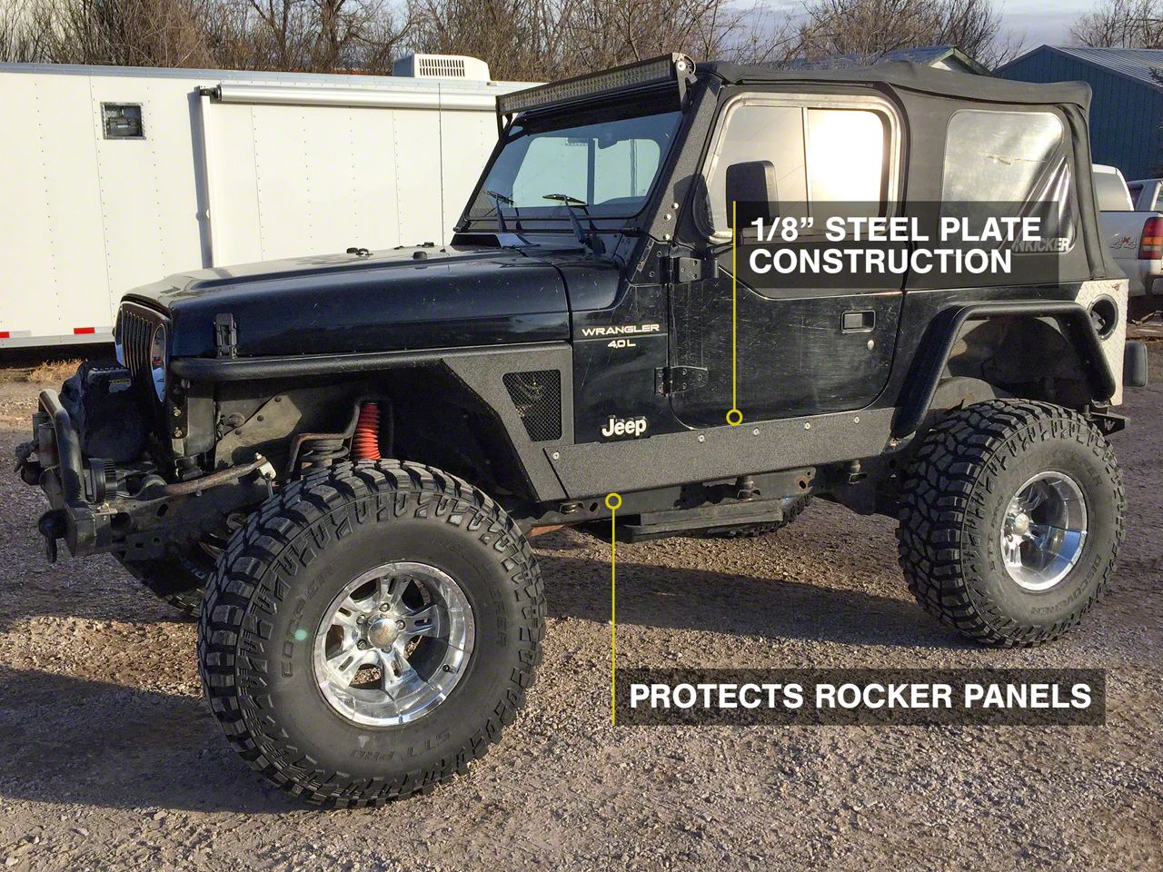 Barricade Jeep Wrangler Rocker Guards J100293 (97-06 Jeep Wrangler TJ,  Excluding Unlimited) Free Shipping