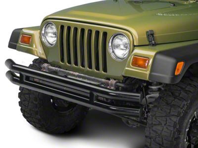 Barricade Double Tubular Front Bumper; Gloss Black (87-06 Jeep Wrangler YJ & TJ)