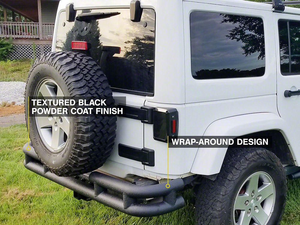Barricade Rear Tubular Bumper with WrapAround; Textured Black (0718