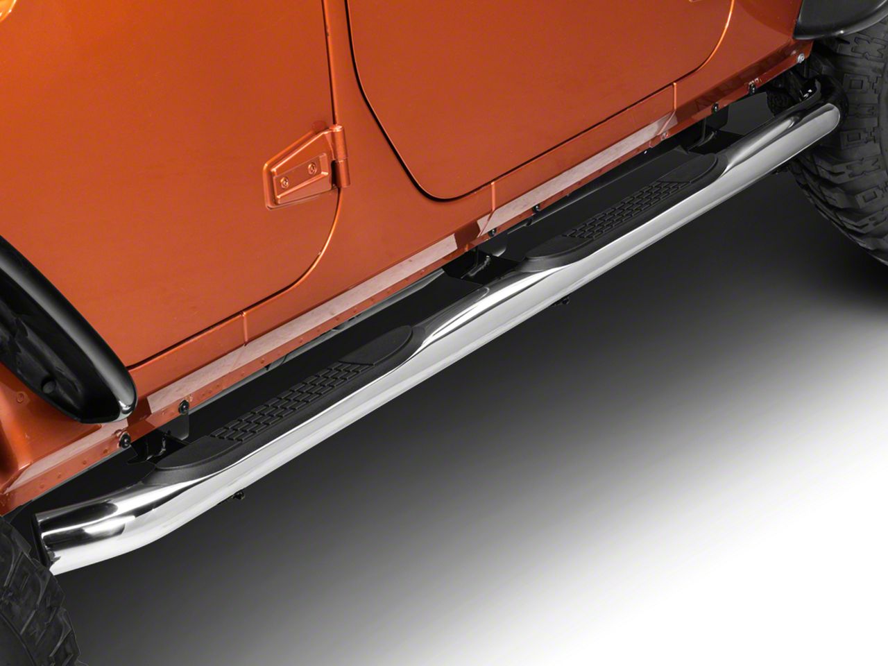 RedRock 4x4 Jeep Wrangler 3 in. Curved Round Side Step Bars Stainless