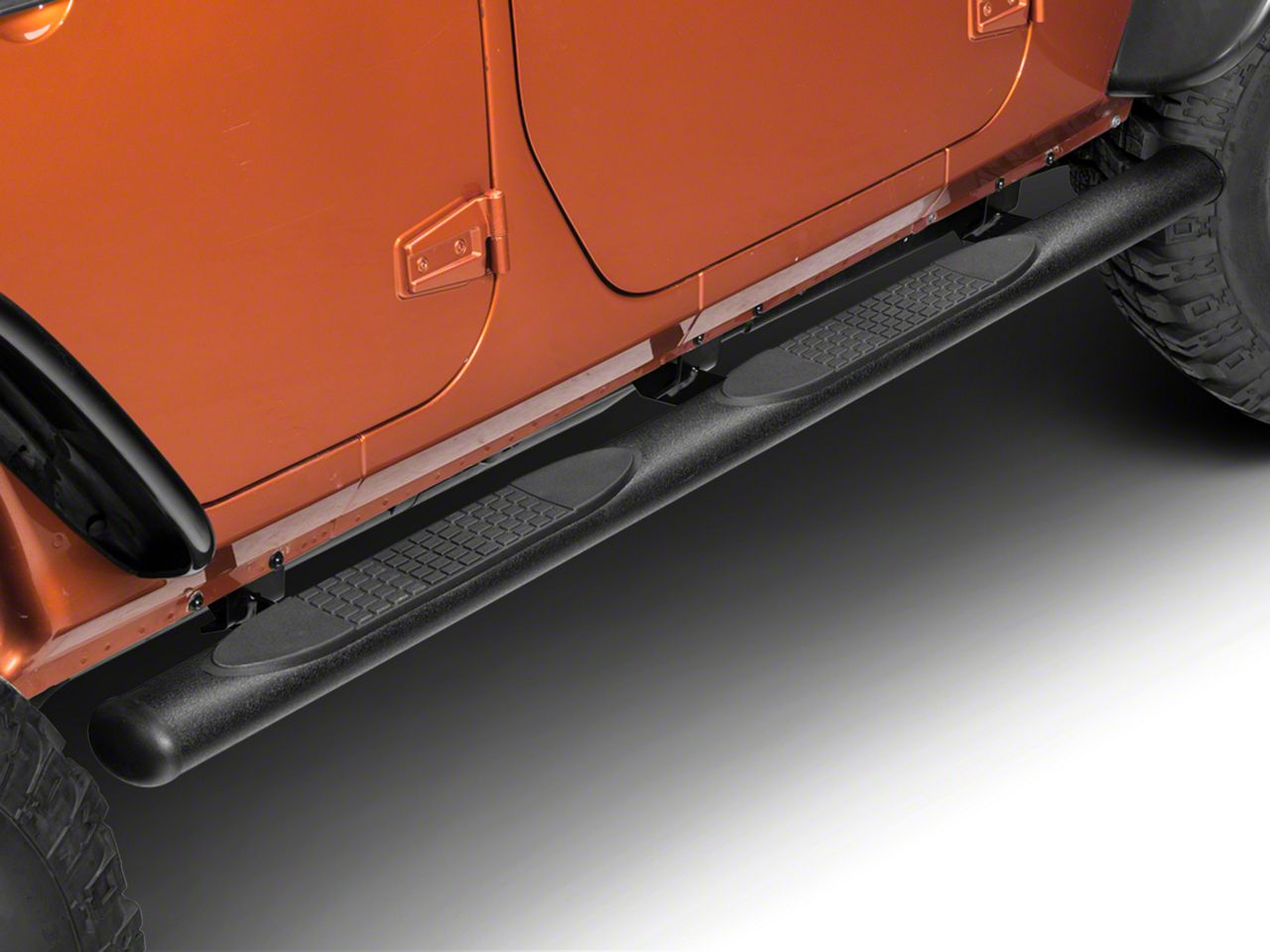 RedRock Jeep Wrangler 4-Inch Oval Straight Side Step Bars; Textured ...