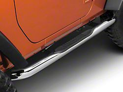 RedRock 3-Inch Round Curved Side Step Bars; Stainless Steel (07-18 Jeep Wrangler JK 2-Door)