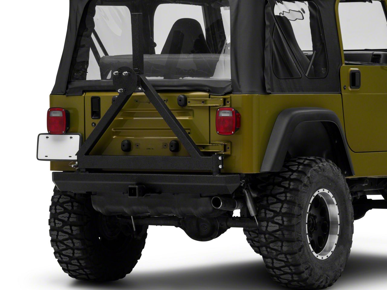 RedRock Jeep Wrangler Rock Crawler Rear Bumper with Tire Carrier; Textured  Black J100565 (87-06 Jeep Wrangler YJ & TJ) - Free Shipping