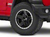 Mammoth Boulder Simulated Beadlock Style Black Wheel; 17x9; -6mm Offset (18-26 Jeep Wrangler JL)