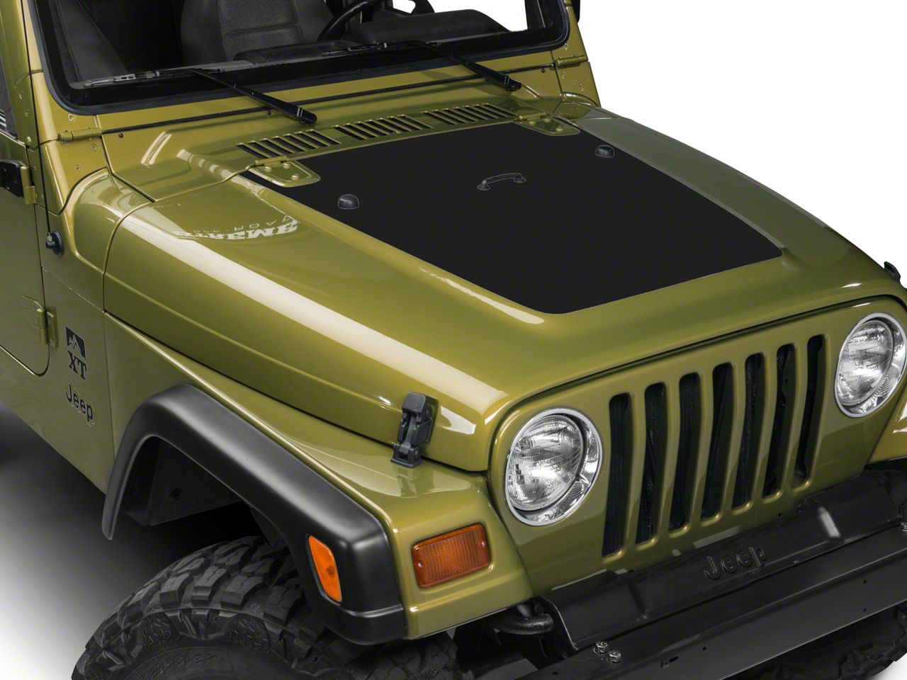 SEC10 Jeep Wrangler Hood Decal; Matte Black J100718 (97-06 Jeep Wrangler TJ)
