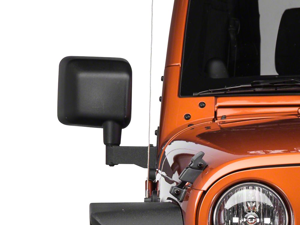 Barricade Side Mirror Relocation Kit; Textured Black (07-18 Jeep Wrangler  JK) – Barricade Offroad