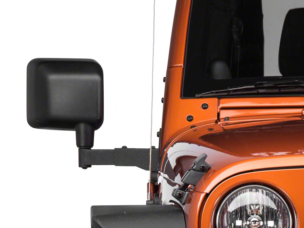 Barricade Side Mirror Relocation Kit; Textured Black (07-18 Jeep Wrangler JK)  – Barricade Offroad