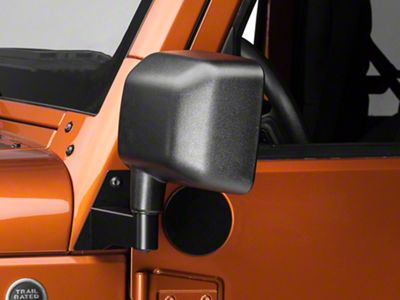 Barricade Side Mirror Relocation Kit; Black (07-18 Jeep Wrangler JK w/o Factory Powered & Heated Mirrors)
