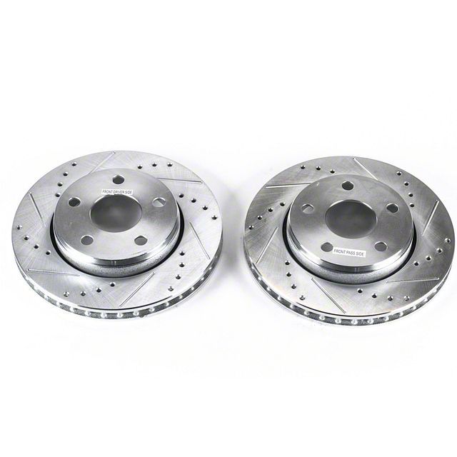 PowerStop Jeep Wrangler Evolution CrossDrilled and Slotted Rotors; Front Pair AR8780XPR (0718