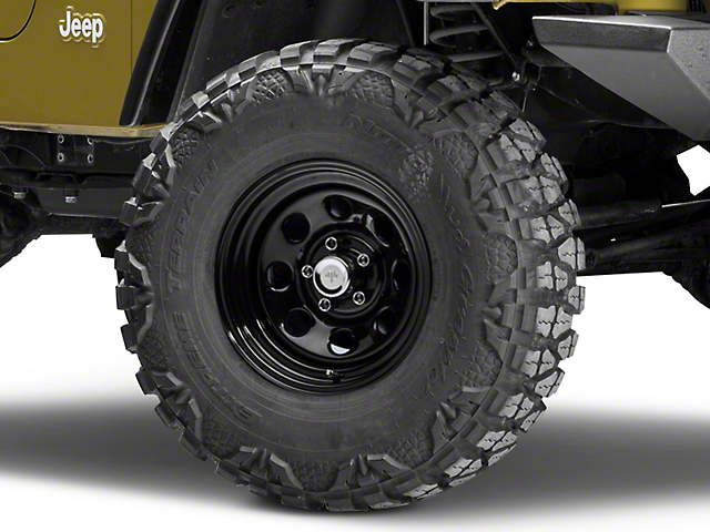 Mammoth 8 Black Steel Wheel; 15x8 (97-06 Jeep Wrangler TJ)