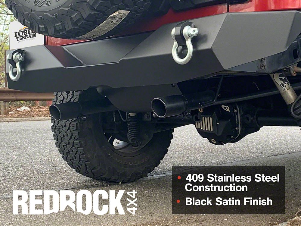 RedRock Dual Outlet AxleBack Exhaust with Black Tips (0718 Jeep