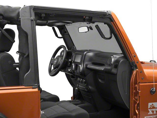 GraBars Genuine Solid Steel Front and Rear Grab Handles; Black Grips (07-18 Jeep Wrangler JK 2-Door)
