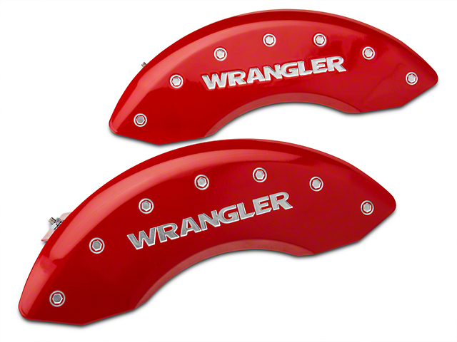MGP Red Caliper Covers with Jeep Wrangler Logo; Front Only (87-06 Jeep Wrangler YJ & TJ)