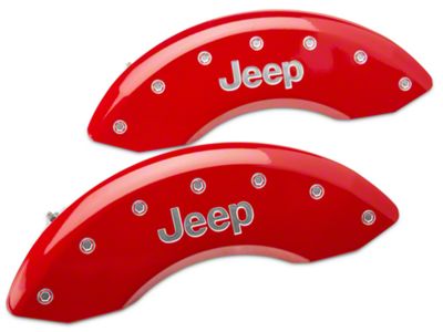 MGP Red Caliper Covers with Jeep Logo; Front Only (87-06 Jeep Wrangler YJ & TJ)