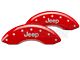MGP Brake Caliper Covers with Jeep Logo; Red; Front Only (87-06 Jeep Wrangler YJ & TJ)
