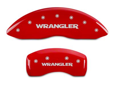 MGP Brake Caliper Covers with Jeep Wrangler Logo; Red; Front and Rear (07-18 Jeep Wrangler JK)