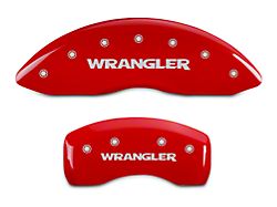 MGP Red Caliper Covers with Jeep Wrangler Logo; Front and Rear (07-18 Jeep Wrangler JK)