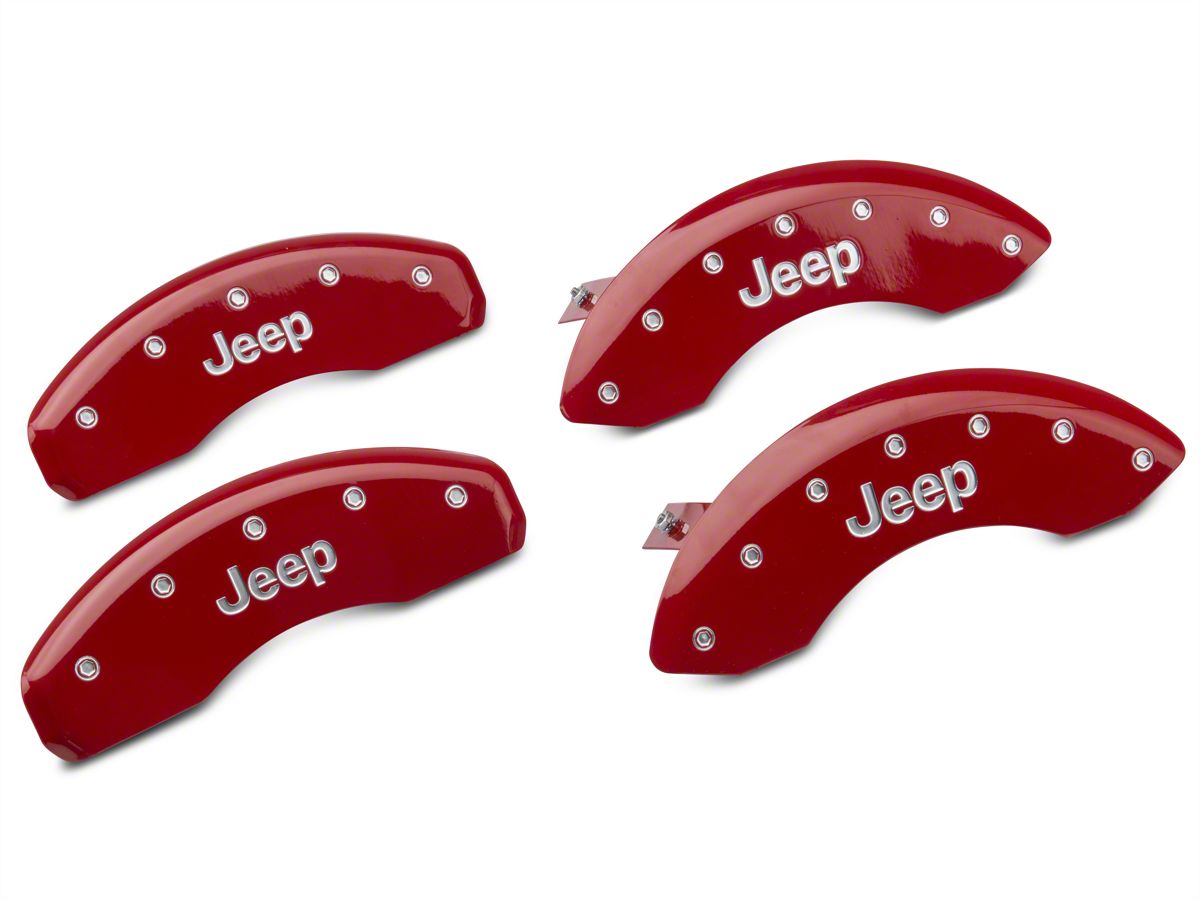 MGP Jeep Wrangler Red Caliper Covers w/ Jeep Logo - Front & Rear  42007SJEPRD (07-18 Jeep Wrangler JK)