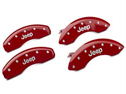 MGP Brake Caliper Covers with Jeep Logo; Red; Front and Rear (07-18 Jeep Wrangler JK)