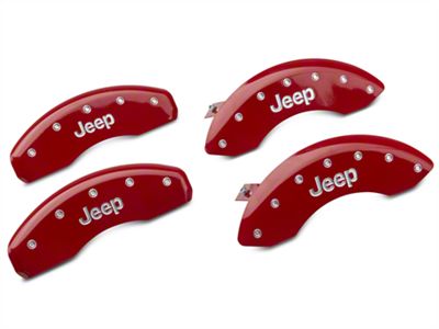 MGP Red Caliper Covers with Jeep Logo; Front and Rear (07-18 Jeep Wrangler JK)