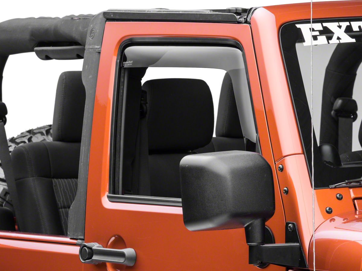 Weathertech Jeep Wrangler Side Window Deflectors; Front; Dark Smoke 80443  (07-18 Jeep Wrangler JK 2-Door) - Free Shipping