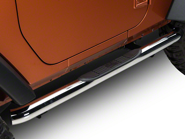 Signature 3-Inch Nerf Side Step Bars; Chrome (07-18 Jeep Wrangler JK 2-Door)