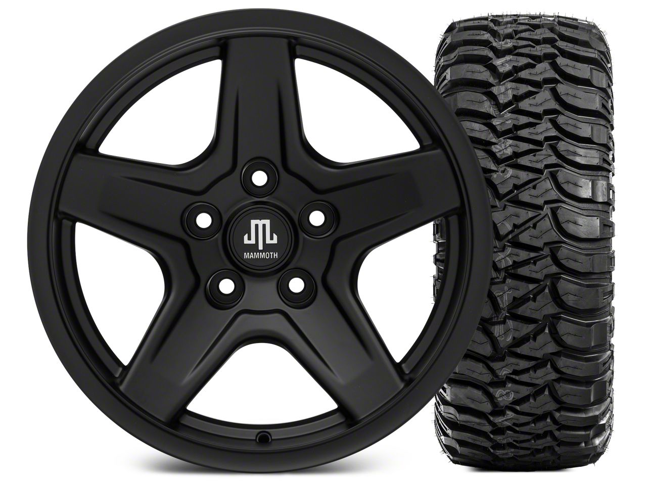 Mammoth Jeep Wrangler Boulder Black Wheel 17x9 And Mickey Thompson Baja Atzp3 265 70 17 J 07 18 Jeep Wrangler Jk