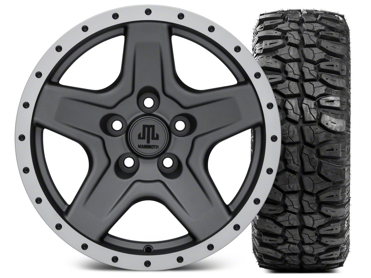 Mammoth Wrangler Boulder Beadlock Style Charcoal 16x8 Wheel & Mudclaw