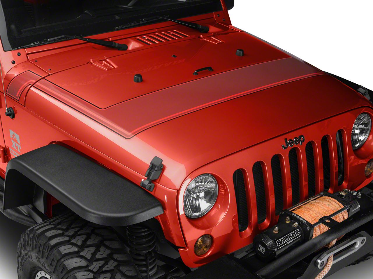 Wrangler Retro Style Pinstriped Hood Stripes - Red (07-18 Jeep Wrangler ...