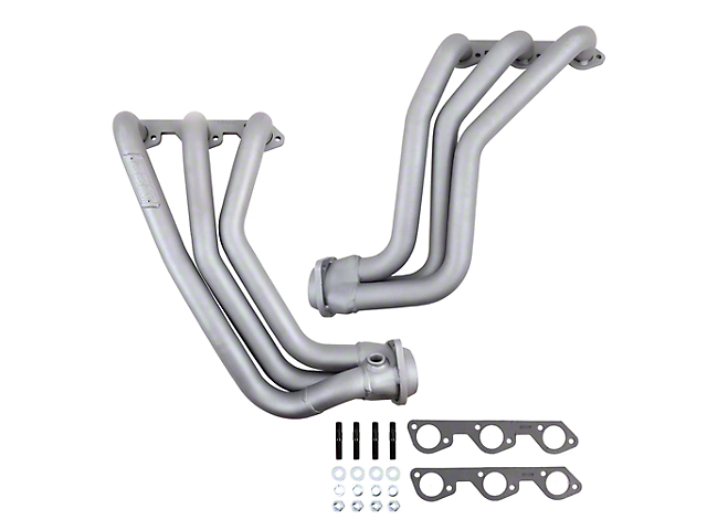BBK 1-5/8-Inch Full-Length Long Tube Headers with Catted Y-Pipe; Chrome (07-11 3.8L Jeep Wrangler JK)