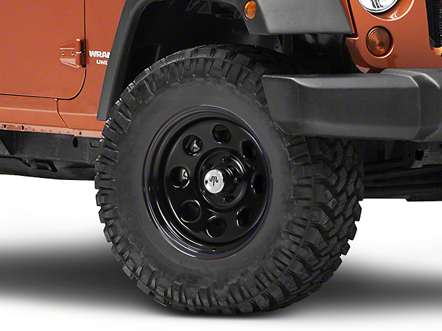 Mammoth 8 Steel Black Wheel with Polished Center Cap; 17x9 (07-18 Jeep Wrangler JK)