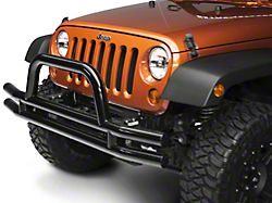 Smittybilt 3-Inch Front Tubular Bumper with Hoop; Gloss Black (07-18 Jeep Wrangler JK)