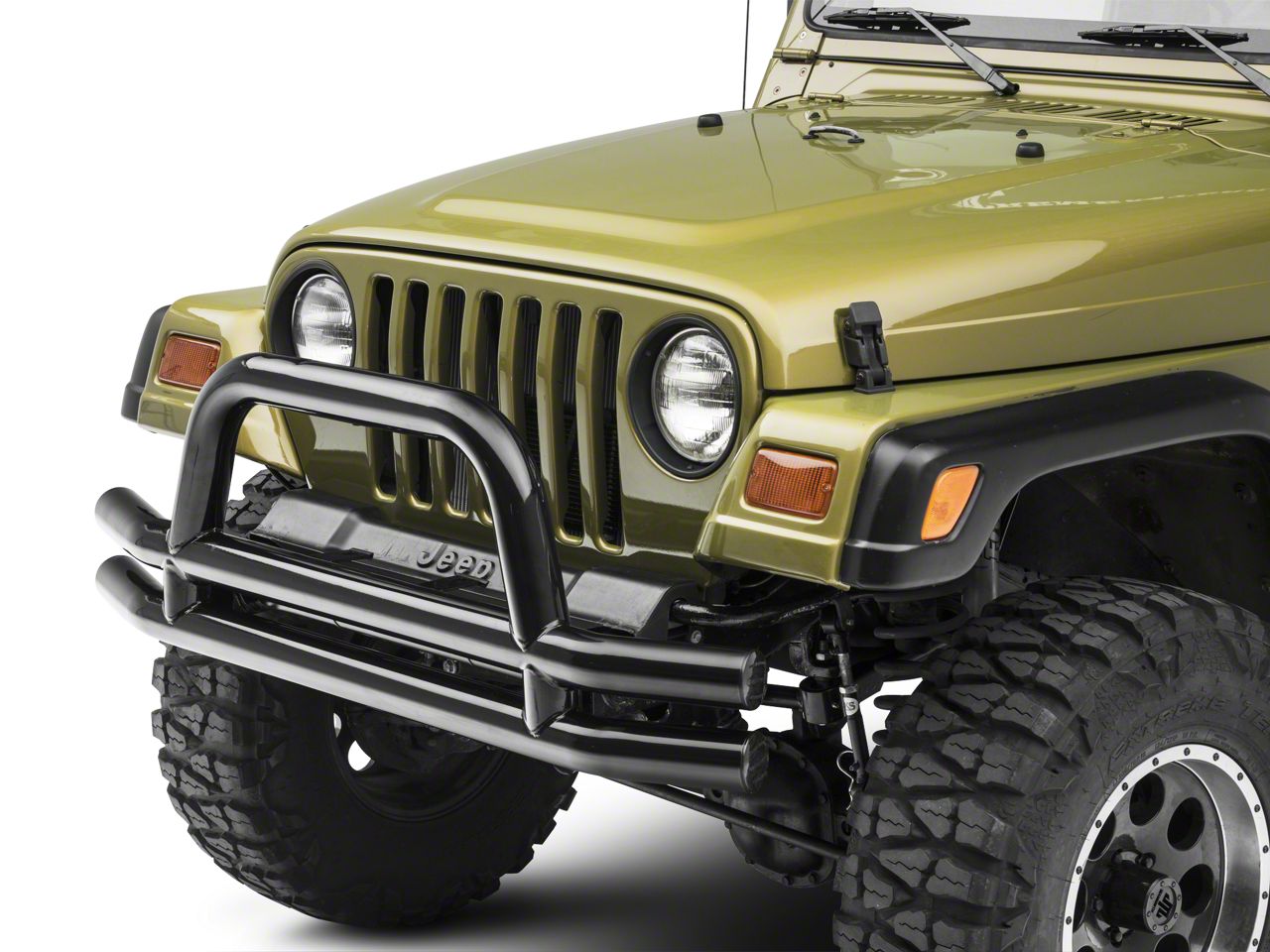 Smittybilt Jeep Wrangler Tubular Front Bumper with Hoop; Gloss Black ...