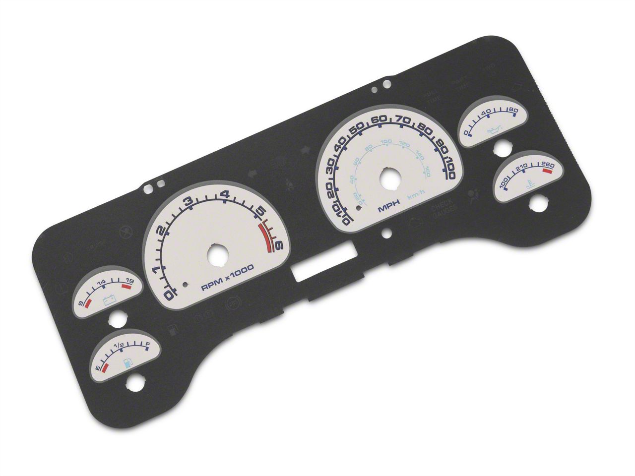 Us Speedo Daytona Edition Gauge Face Full Time Icon Silver Blue Night 01 06 Jeep Wrangler Tj