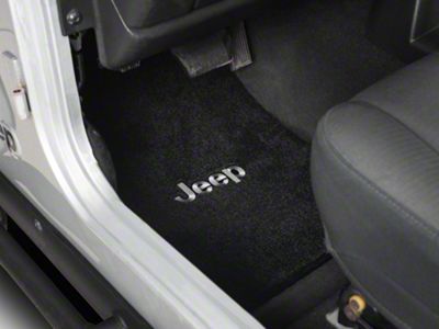 Lloyd Ultimat Front and Rear Floor Mats with Jeep Logo; Black (03-06 Jeep Wrangler TJ)